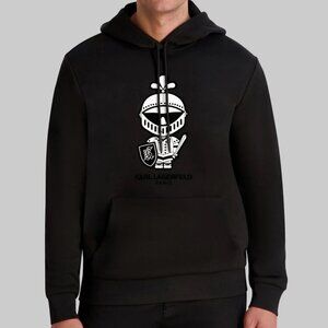Karl Lagerfeld Paris Pullover Fleece Armored Knight Karl Logo Drawstring Hoodie